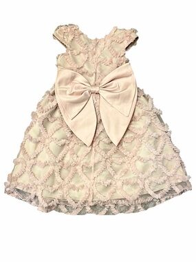 EUC Rare Editions Pink ruffle Heart Dress with pink silk bow size 6x